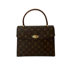 LOUIS VUITTON Malesherbes Monogram Leather Turnlock Handbag/Mini Tote Bag, Brown, 43842