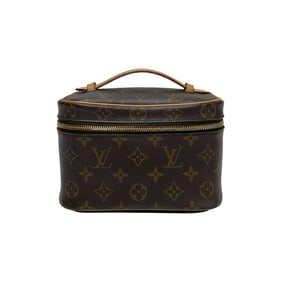 LOUIS VUITTON Nice Mini Monogram Leather Handbag/Vanity Bag/Pouch Brown 34763