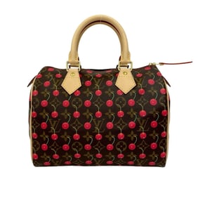 LOUIS VUITTON Speedy 25 Monogram Cherry Leather Handbag in Collaboration with Takashi Murakami,