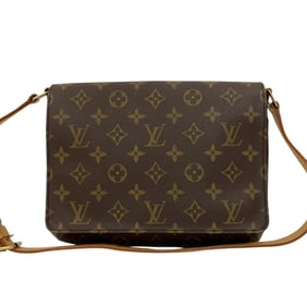 LOUIS VUITTON Musette Tango Monogram Leather Semi-Shoulder Bag, Brown, 40387