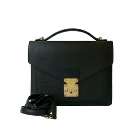 LOUIS VUITTON Monceau Epi Leather 2-Way Shoulder Bag/Mini Handbag in Black Noir (51515)