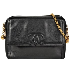 CHANEL Shoulder Bag Caviar Skin Black Women's