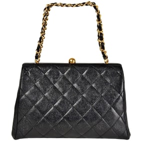 CHANEL handbag caviar skin black 3rd series ladies