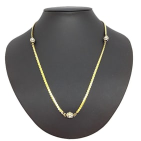 Christian Dior Necklace Gold Rhinestone 3P Ball Long 1975