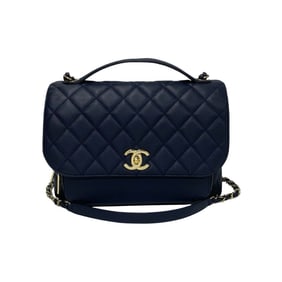CHANEL Business Affinity Matelasse Caviar Skin 2-Way Shoulder Bag, Navy, 54717