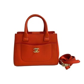 CHANEL Neo Executive Small Caviar Leather 2-Way Shoulder Handbag, Orange, 19937