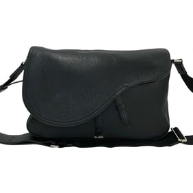 Christian Dior Saddle Messenger Logo Leather Shoulder Bag, Sacoche, Black, 00207