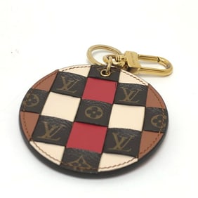 LOUIS VUITTON M68657 Porte Cle Monogram Check Key Ring Bag Charm Keychain Leather Women's Brown