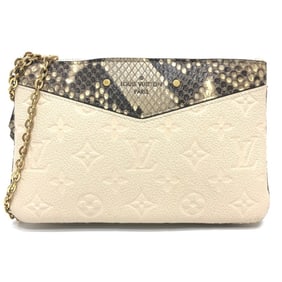 LOUIS VUITTON N96322 Pochette Double Zip 2-Way Bag, Shoulder Leather, Women's, Beige