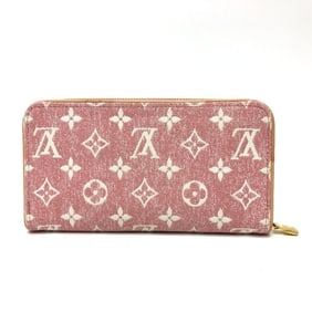 LOUIS VUITTON M81182 Monogram Denim Zippy Wallet, Round Zipper Long Denim, Women's, Pink
