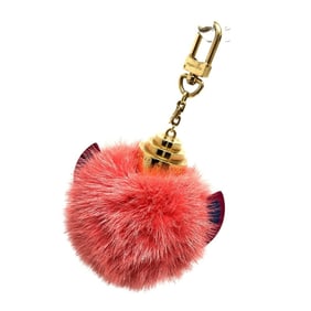 LOUIS VUITTON M65143 Totem Bag Charm Keychain with Fur, Women's, Pink