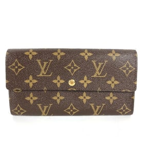 LOUIS VUITTON M61726 Monogram Porte Monnaie Credit Flap Long Wallet in Canvas, Women's, Brown
