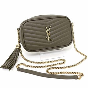 Saint Laurent Lou chain shoulder bag with tassel, calfskin 612579 khaki