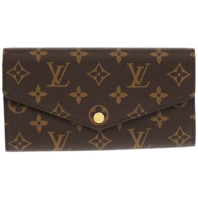 Like new Louis Vuitton Portefeuille Sarah M62235 Monogram Canvas Grained Leather Rose Ballerine Long
