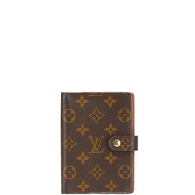 Louis Vuitton Monogram Agenda PM Notebook Cover R20005 Brown PVC Leather Women's LOUIS VUITTON