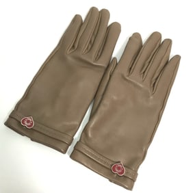 HERMES Heart Dream Love Gloves, Women's Lambskin Leather, Etoupe, Gray