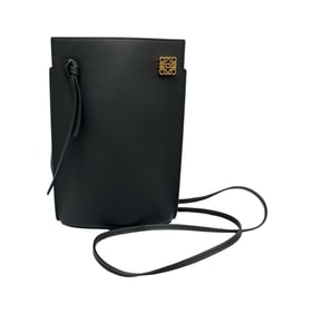LOEWE Shoulder Bag Dice Pocket Pouch Calfskin Black Women's