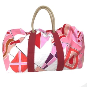 HERMES Cabas Drapeaux au Vent Beach Bag, Rope Handle Tote Cotton, Women's, Pink and Red