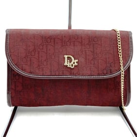 Christian Dior Dior Trotter Canvas Chain Shoulder Bag with Pouch, Red, Women's