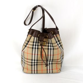 BURBERRY Nova Check Shadow Horse Shoulder Bag / Brown Leather Women's