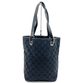 GUCCI 31244 Handbag, Tote Bag, Shoulder GG Canvas, Leather, Black, Women's and Men's
