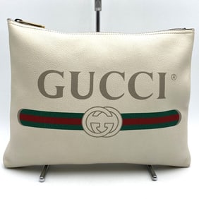 GUCCI 500981 Portfolio Clutch Bag in White Leather for Men and Women