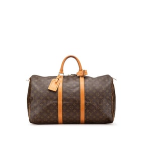 Louis Vuitton Monogram Keepall 50 Boston Bag/Travel Bag M41426 Brown PVC Leather Women's LOUIS