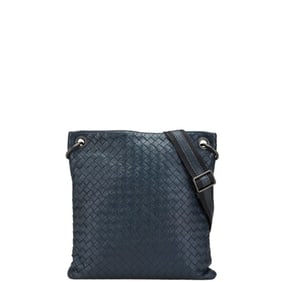 Bottega Veneta Intrecciato Shoulder Bag in Navy and Black Leather for Women