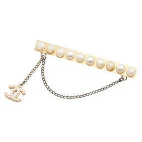 Chanel Coco Mark Brooch, Gold Plated with Faux Pearls, Women's, CHANEL