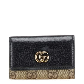 Gucci GG Supreme Marmont 6-ring key case 456118 Black Leather Women's GUCCI