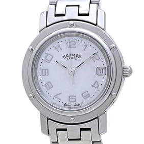 HERMES Clipper Nacrée White Shell Watch with New Buckle, Women's, CL4.210.212, 3821 Stainless