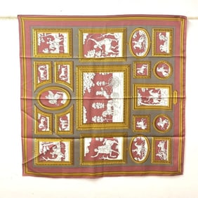 HERMES Wedgwood Carre 90 Scarf, Silk, Pink, Women's