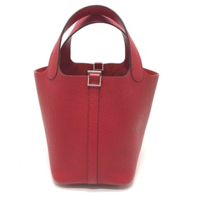 HERMES Picotin Lock PM 18/Handbag, Taurillon Clemence Leather, Women's, Rouge Cazac, Red