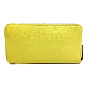 HERMES Silk-in Azap Long Round Zipper Wallet, Epson, Women's, Souffle, Yellow