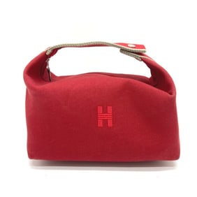 HERMES Hermès Bride a Black GM Vanity Bag, Shoulder Handbag, Canvas, Women's, Red