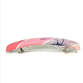 HERMES Hair Accessory, All-Over Print, Silk Barrette, Women's, Pink