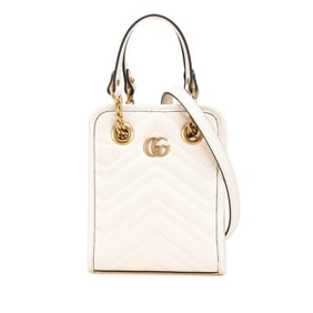 Gucci GG Marmont Shoulder Bag/Handbag 2WAY 696123 White Gold Leather Women's GUCCI