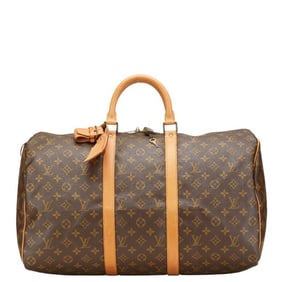 Louis Vuitton Monogram Keepall 50 Boston Bag, Travel M41426, Brown PVC Leather, Women's