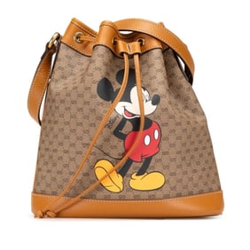 Gucci x Disney Mini GG Supreme Mickey Mouse Bucket Bag/Shoulder Bag 602691 Brown PVC Leather Women's