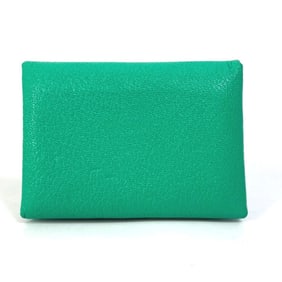 HERMES Calvi Duo Two-Tone Card Case, Mint/Mauve Pale Green, Women's