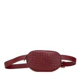 Bottega Veneta Intrecciato Waist Bag/Body Bag in Wine Red and Bordeaux Leather for Women
