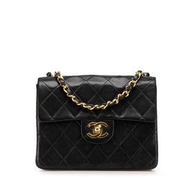 CHANEL Mini Matelasse Coco Mark Chain Shoulder Bag in Black Lambskin for Women