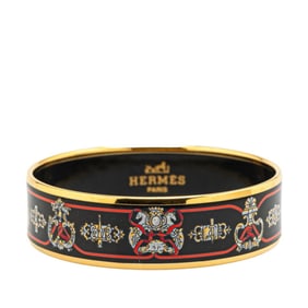 Hermes GM Emaille Bangle in Gold, Black, and Multicolor Plated for Women