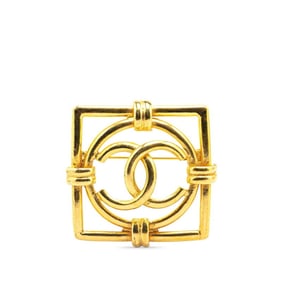 Vintage Chanel Coco Mark Square Brooch, Gold Plated, Women's