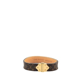 Louis Vuitton Monogram Spirit Bracelet #19 M6689 Brown Gold Plated PVC Leather for Women