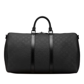 Louis Vuitton Monogram Taurillon Keepall Bandouliere 50 Boston Bag M59025 Noir Black Leather Women's