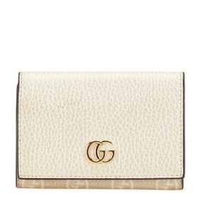 Gucci GG Supreme Card Case 474748 Beige Ivory Leather PVC Women's GUCCI