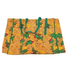 HERMES Parakeet Bird Print Canvas Tote Bag for Women, Orange