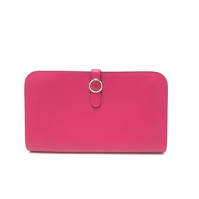 HERMES Dogon GM Bifold Wallet, Leather, Women's, Rose Mexico Pink