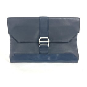 HERMES City Slide Pouch/Clutch Bag in Navy Leather for Men